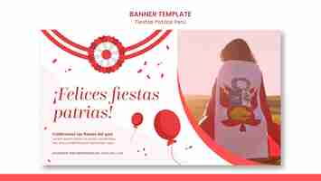 PSD gratuito plantilla de banner horizontal de fiestas patrias con diseño de globos