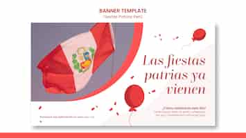 PSD gratuito plantilla de banner horizontal de fiestas patrias con diseño de globos