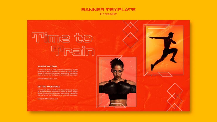 PSD gratuito plantilla de banner horizontal de fitness y salud