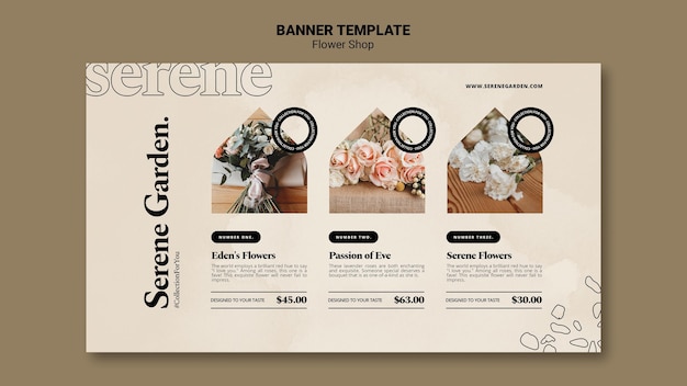 Plantilla de banner horizontal de florería