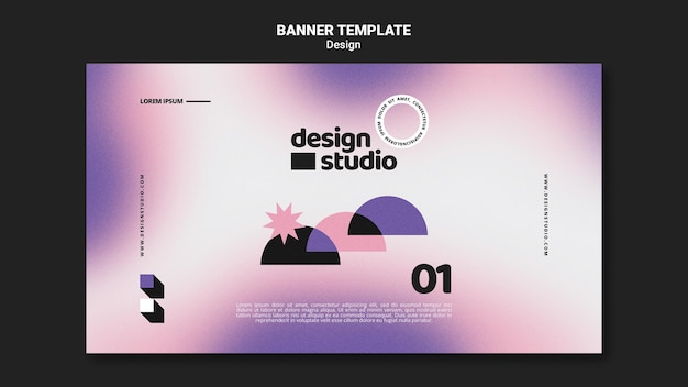 Plantilla de banner horizontal geométrico para estudio de diseño