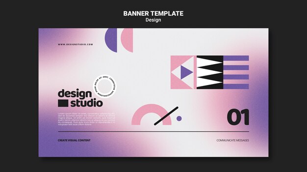 Plantilla de banner horizontal geométrico para estudio de diseño