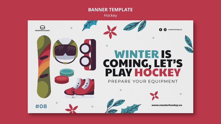 PSD gratuito plantilla de banner horizontal de hockey