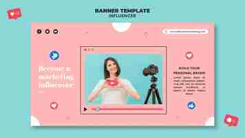 PSD gratuito plantilla de banner horizontal de influencers