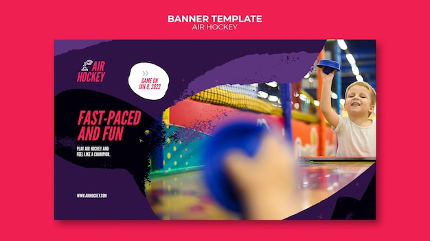 PSD gratuito plantilla de banner horizontal de juego de air hockey