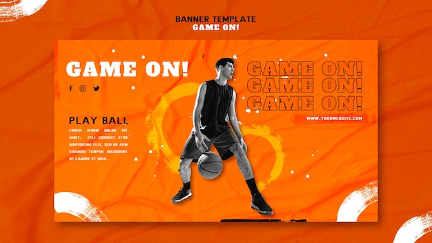 PSD gratuito plantilla de banner horizontal para jugar baloncesto