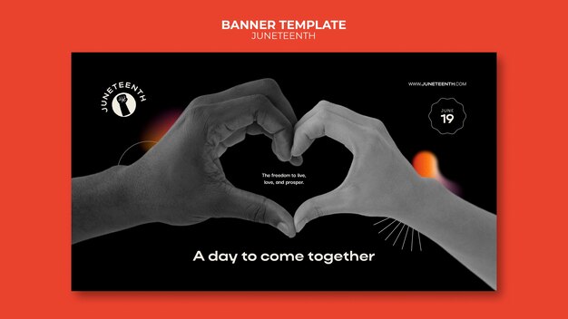 Plantilla de banner horizontal para juneteeth con hombre afroamericano