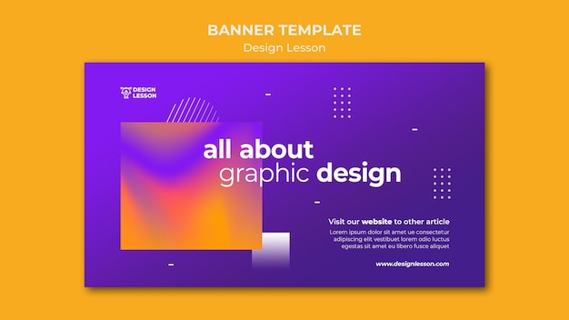 PSD gratuito plantilla de banner horizontal para lecciones de diseño gráfico