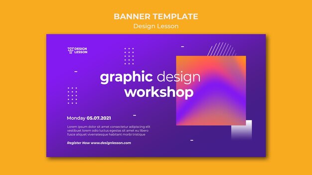 Plantilla de banner horizontal para lecciones de diseño gráfico