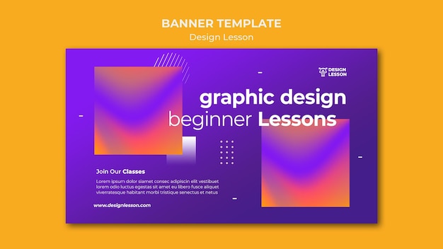 Plantilla de banner horizontal para lecciones de diseño gráfico