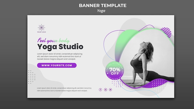 Plantilla de banner horizontal para lecciones de yoga