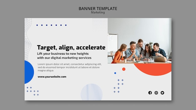 Plantilla de banner horizontal de marketing empresarial