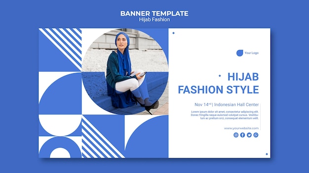 Plantilla de banner horizontal de moda hijab