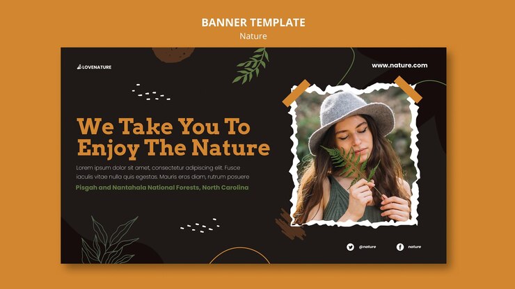 PSD gratuito plantilla de banner horizontal de naturaleza