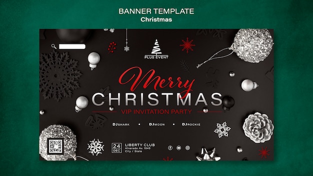 PSD gratuito plantilla de banner horizontal de navidad tradicional