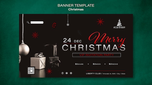 PSD gratuito plantilla de banner horizontal de navidad tradicional