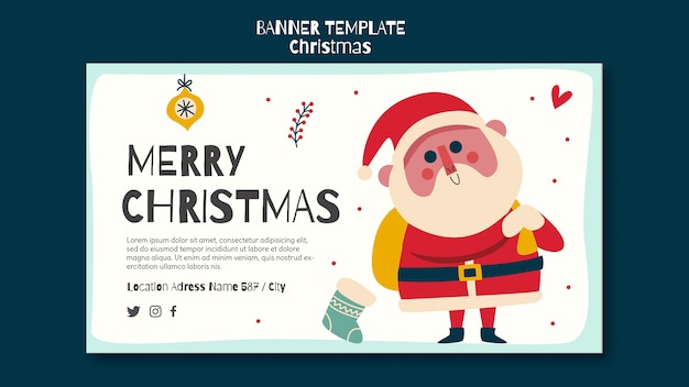Plantilla de banner horizontal para navidad