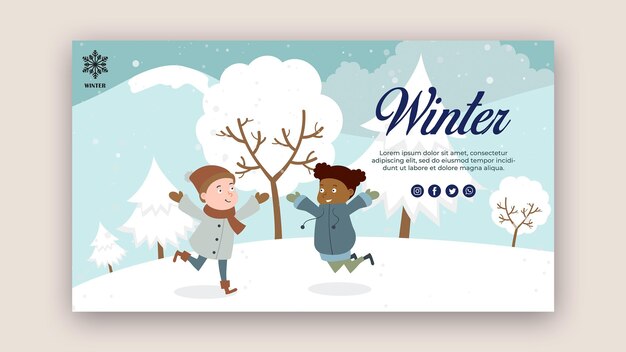 Plantilla de banner horizontal con niños divirtiéndose