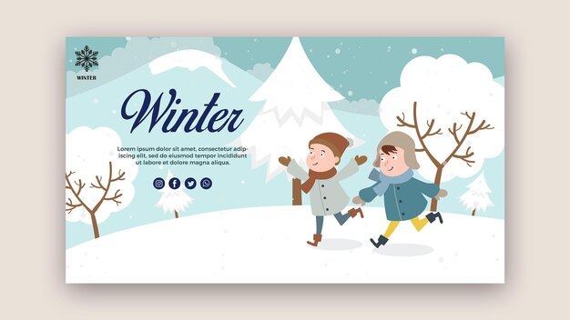 Plantilla de banner horizontal con niños divirtiéndose