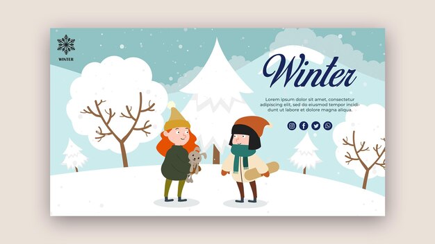 Plantilla de banner horizontal con niños