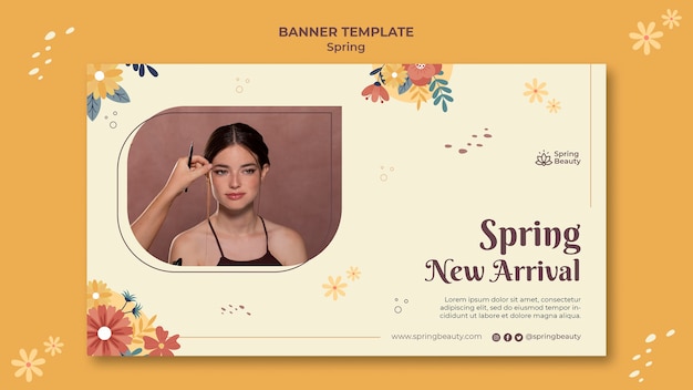 Plantilla de banner horizontal de nueva llegada de primavera