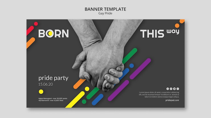 PSD gratuito plantilla de banner horizontal para orgullo gay