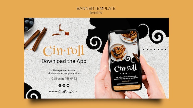 PSD gratuito plantilla de banner horizontal para panadería