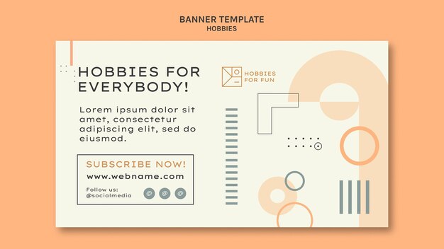 Plantilla de banner horizontal de pasatiempos minimalistas