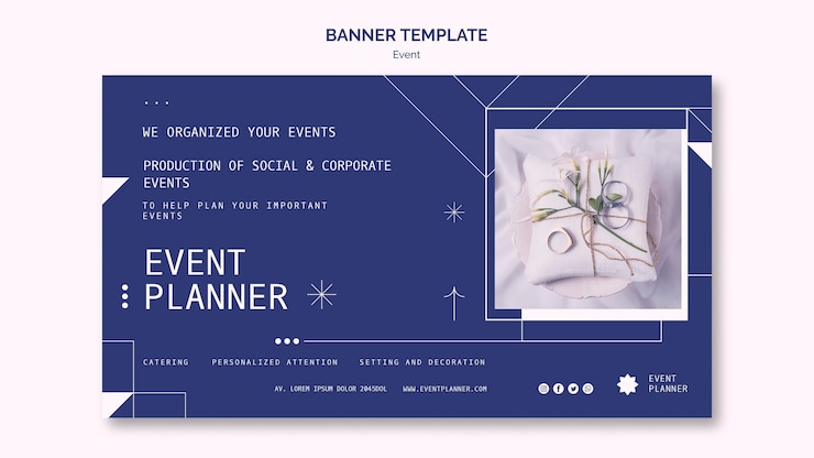 PSD gratuito plantilla de banner horizontal para la planificación de eventos sociales y corporativos