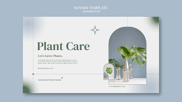 Plantilla de banner horizontal de plantas en crecimiento