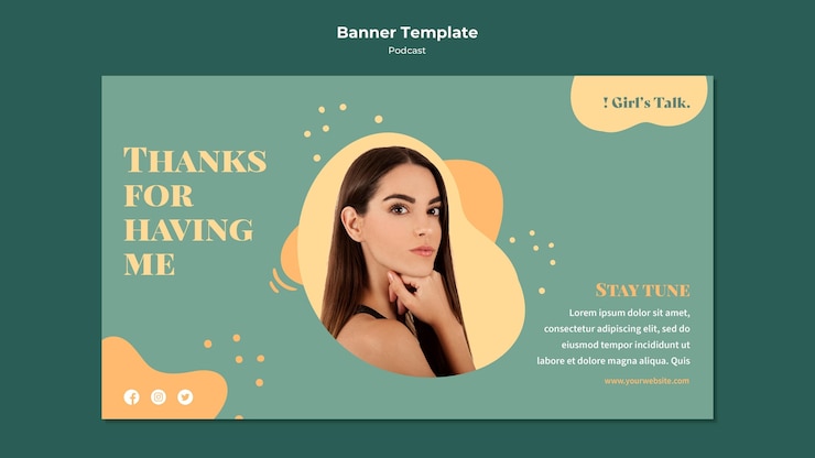 PSD gratuito plantilla de banner horizontal de podcast