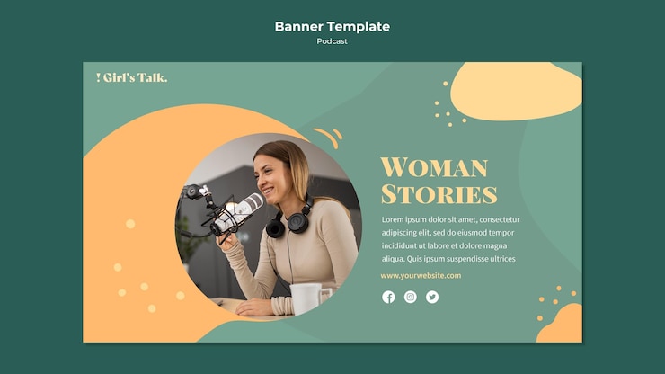 PSD gratuito plantilla de banner horizontal de podcast