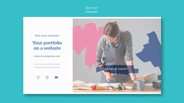PSD gratuito plantilla de banner horizontal para portafolio de pintura en sitio web