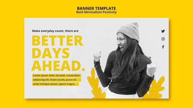 Plantilla de banner horizontal para positivismo