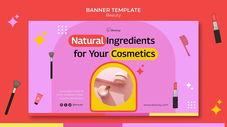 PSD gratuito plantilla de banner horizontal de productos de belleza