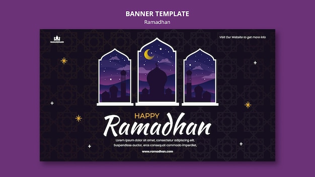 Plantilla de banner horizontal de Ramadán