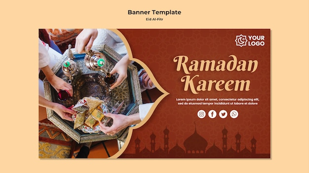 Plantilla de banner horizontal ramadhan kareem