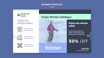 PSD gratuito plantilla de banner horizontal de rebajas de invierno