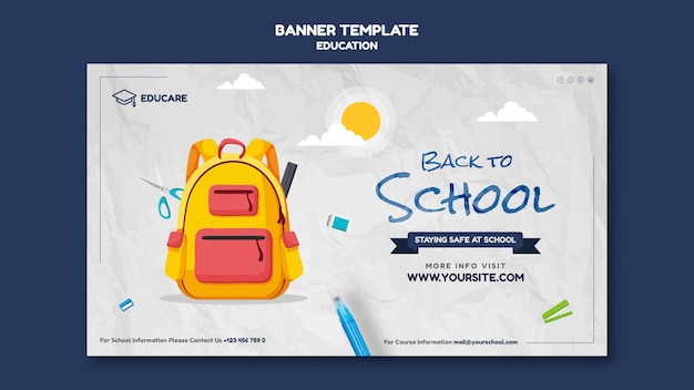 Plantilla de banner horizontal para regreso a clases.