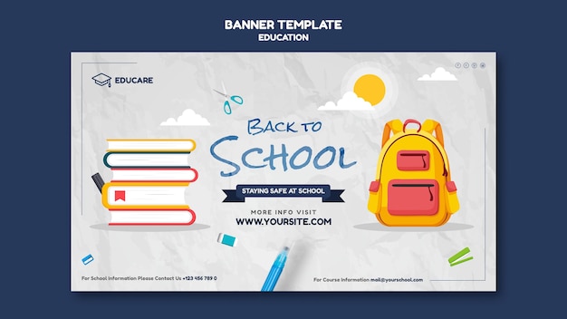 PSD gratuito plantilla de banner horizontal para regreso a clases.