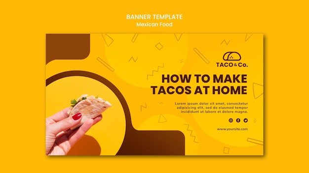 PSD gratuito plantilla de banner horizontal para restaurante de comida mexicana