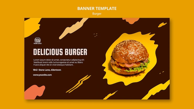 PSD gratuito plantilla de banner horizontal para restaurante de hamburguesas