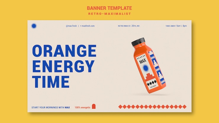 PSD gratuito plantilla de banner horizontal retro-maximalista