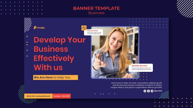 Plantilla de banner horizontal para soluciones comerciales profesionales