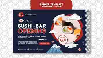 PSD gratuito plantilla de banner horizontal de sushi