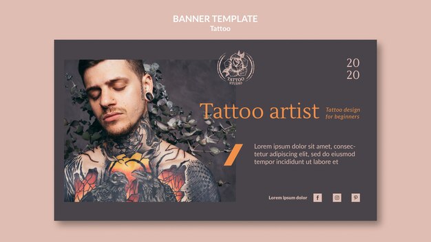 Plantilla de banner horizontal para tatuador
