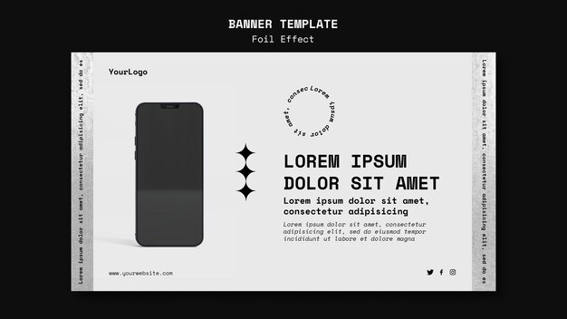 plantilla de banner horizontal para la tecnología con efecto de lámina