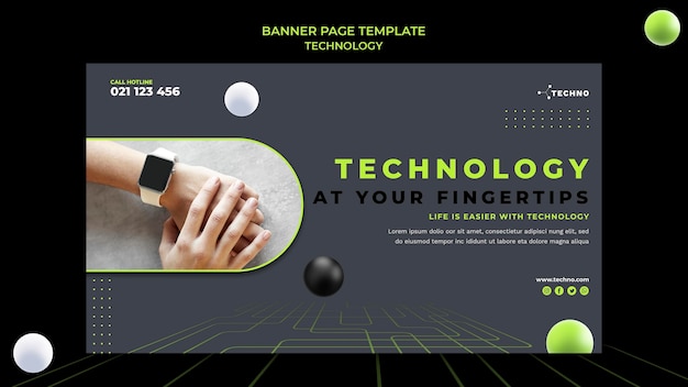 PSD gratuito plantilla de banner horizontal de tecnología