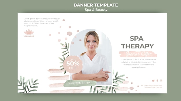 Plantilla de banner horizontal para terapia de spa