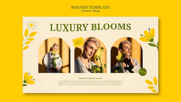 PSD gratuito plantilla de banner horizontal de tienda de flores